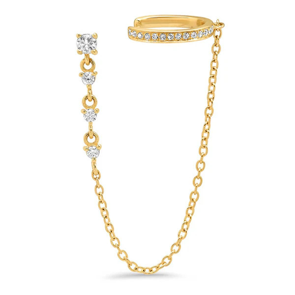 CZ Stud Chain X Pave Ear Cuff | Adina Eden