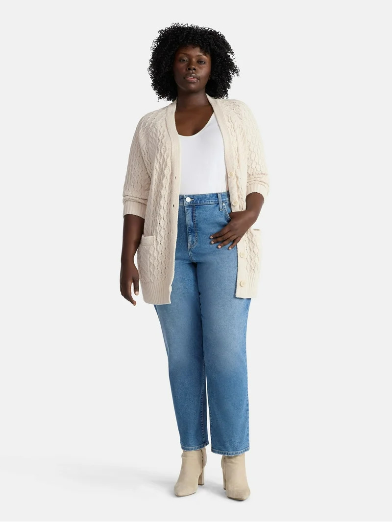 Terra & Sky Women's Plus Size Straight High Rise Jeans, Sizes 16W-26W | Walmart (US)