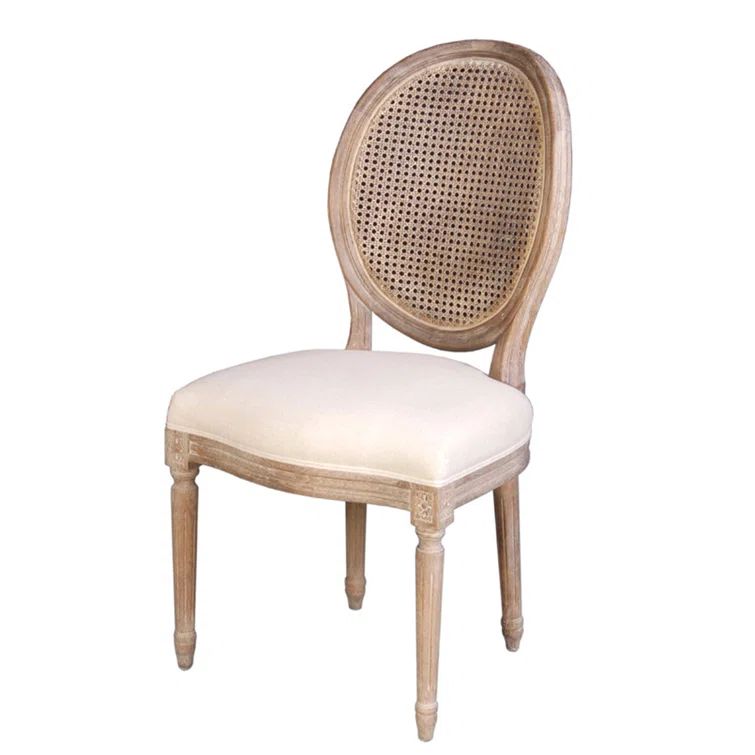 Pelaez Linen Cane Back Side Chair in Beige Linen (Set of 2) | Wayfair North America