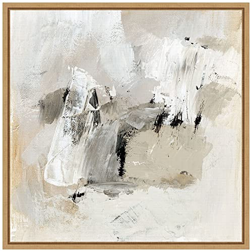 Amanti Art Framed Canvas Wall Art 16x16 Neutral Brushstrokes II by Victoria Barnes, Framed Wall Art Canvas, Abstract Artwork, Modern Decor, Small Poster Painting for Living Room, Bedroom, Bathroom, | Amazon (US)