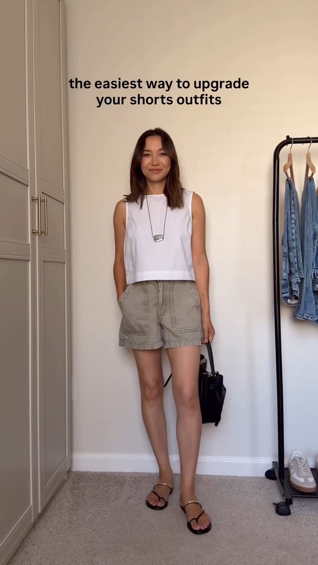 Easy casual chic outfits with shorts. Shorts that are more relaxed and have more structure can make all the difference

Gap factory shorts xs 
Gap poplin tank white small 
Gap linen tank black small

Summer outfits

#LTKootd #LTKSeasonal