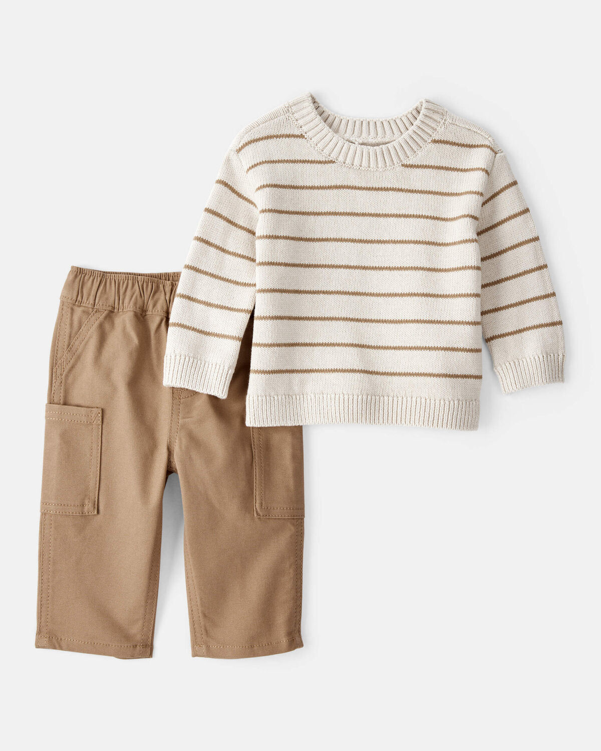 Baby Boy 2-Piece Long-Sleeve Tee & Pant Set - Ivory/Brown(5)5.0 out of 5 Customer Rating | Carter's Inc