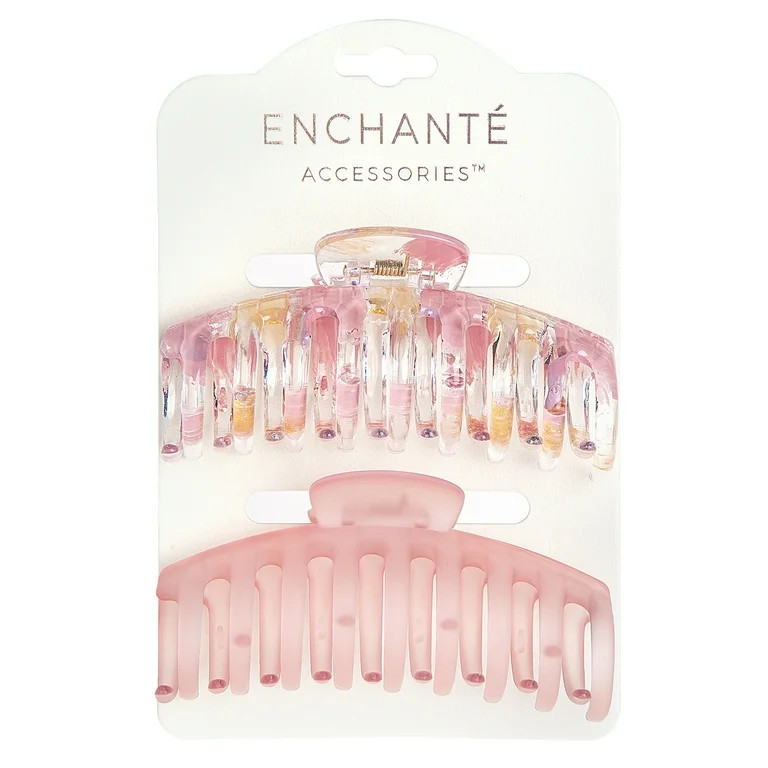 Enchante Wide-Curved No-Slip Claw Clips, Multicolor & Peach Painted, 2 Ct | Walmart (US)