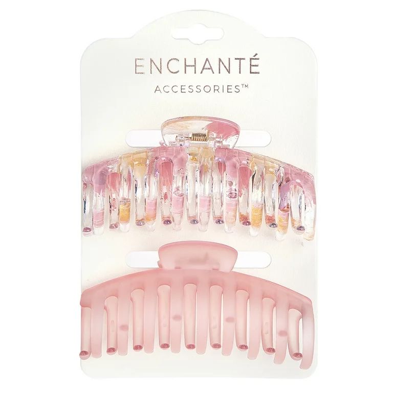 Enchante Wide-Curved No-Slip Claw Clips, Multicolor & Peach Painted, 2 Ct | Walmart (US)