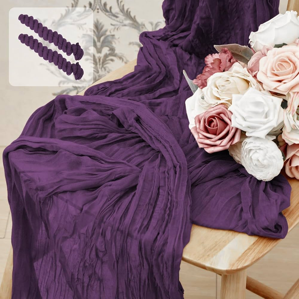 2 Pack 10 Ft Cheesecloth Table Runner Purple Gauze Long Table Runners Boho Gauze Cheese Cloth Tab... | Amazon (US)