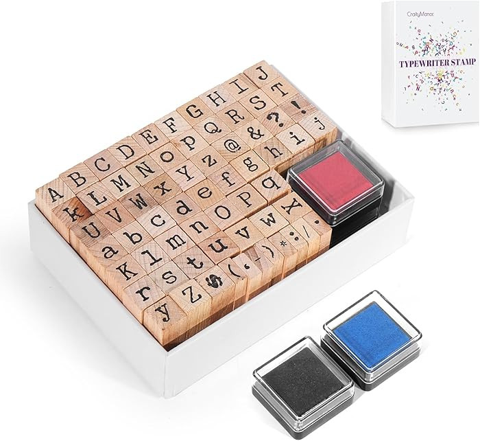 65 PCS Small Letter Stamps and Ink Pad for Crafting, Clay Alphabet Wooden Rubber Stamp Kit for Ki... | Amazon (US)