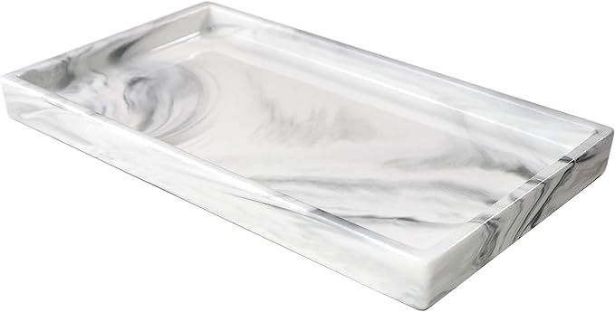 Goporcelain White Marble Bathroom Counter Tray - Ceramic Perfume Organizer and Jewelry Dish for V... | Amazon (US)