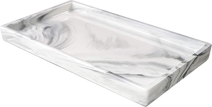 Ceramic Vanity Tray,Marble Decor Ceramic Bathroom Counter Tray Jewelry Dish Bathroom Vanity Organ... | Amazon (US)