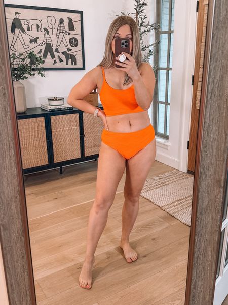 Amazon orange textured bikini- I’m wearing M 

#LTKSeasonal #LTKSaleAlert #LTKSwim