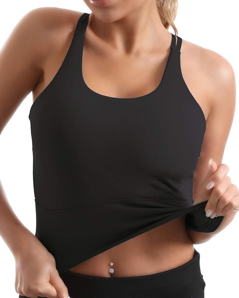 Yoga Tank Tops for Women Padded Sports Bra Workout Crop Tops Running Yoga Tank Top Built in Bra M... | Amazon (US)