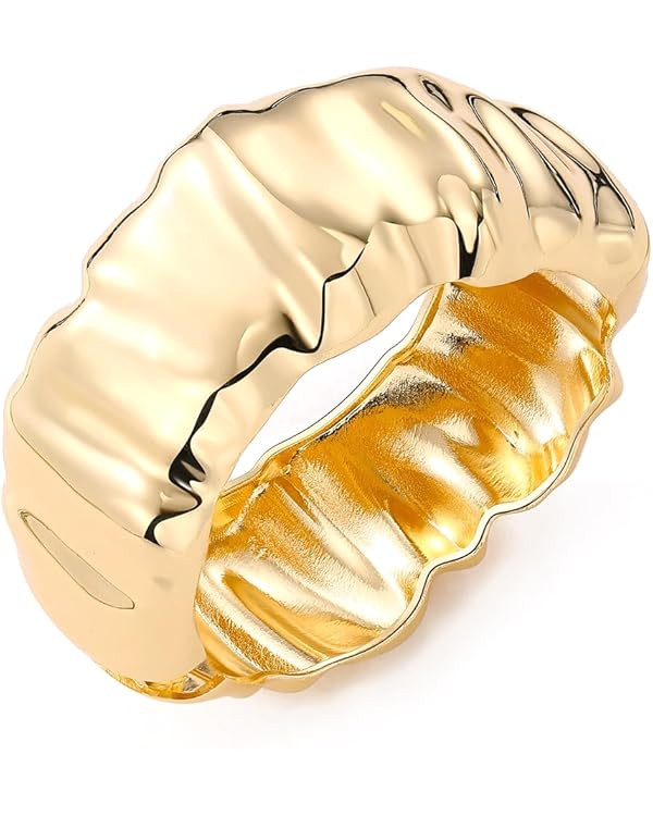 KISS WIFE Gold Bangles for Women, Chunky Gold Cuff Bracelets, Trendy Irregular Minimalist Open Wi... | Amazon (US)