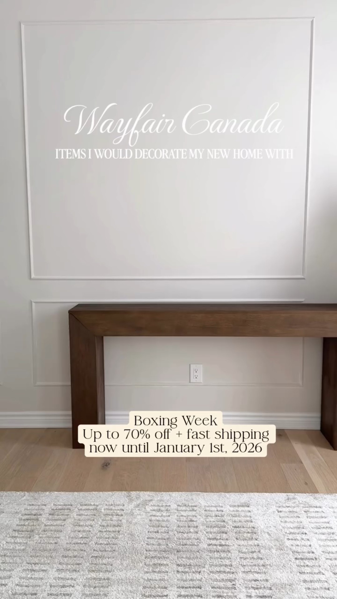 New year calls for a refresh and what better way then to add staple pieces to your home! 

I am taking advantage of @wayfaircanada Boxing Week sale that offers discounts up to 70% off and fast shipping from now until January 1st, 2026!

Now that the initial renos are done, I am starting to decorate my home with these staple pieces. Adding rugs to each room really grounds the space and the console table and sideboard are the statement pieces! The sideboard stores so much! 

Wayfair Canada has such a great variety! I have a few more items on my list as I continue to decorate. 
Which pieces are you liking? 

Follow + Comment ‘SHOP” and I’ll send the links straight to your inbox! 

#WayfairCanada #WayfairCAHome #WayfairCAPartner #liketkit #canadianhomes