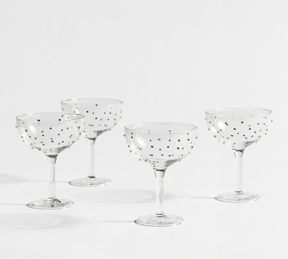 Confetti Celebration Coupe Glasses, Set of 4 - Silver Dots | Pottery Barn (US)