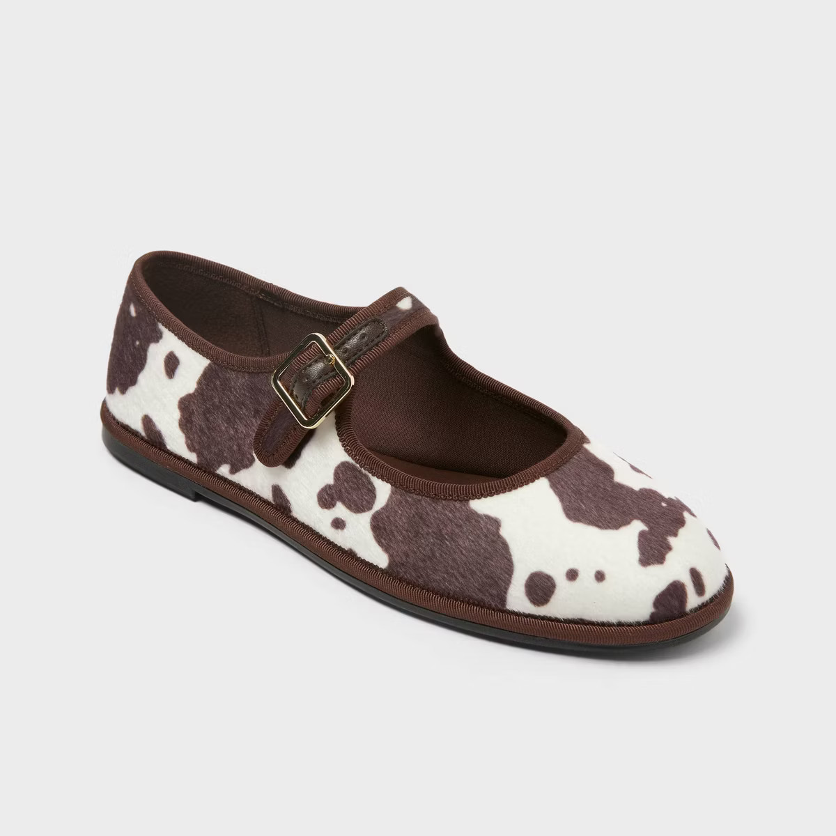 Women’s Halston Cow Print Mary Jane Flats with Memory Foam Insole – Universal Thread™ Brown | Target
