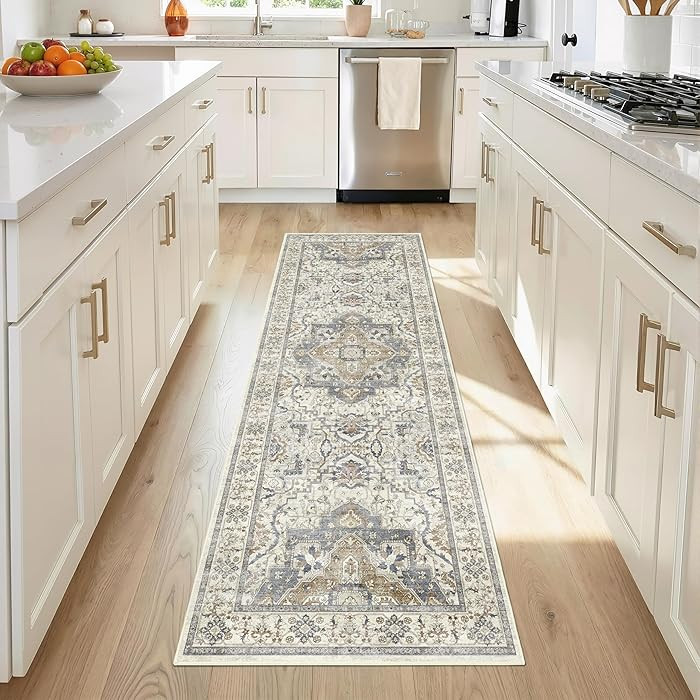 2x6 Washable Kitchen Runner Rug, Non Slip Vintage Runner Rugs for Hallway, Ultra-Thin Low Pile Di... | Amazon (US)