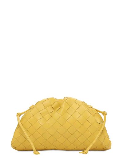 Bottega Veneta - The mini pouch intreccio leather clutch - Buttercup | Luisaviaroma | Luisaviaroma