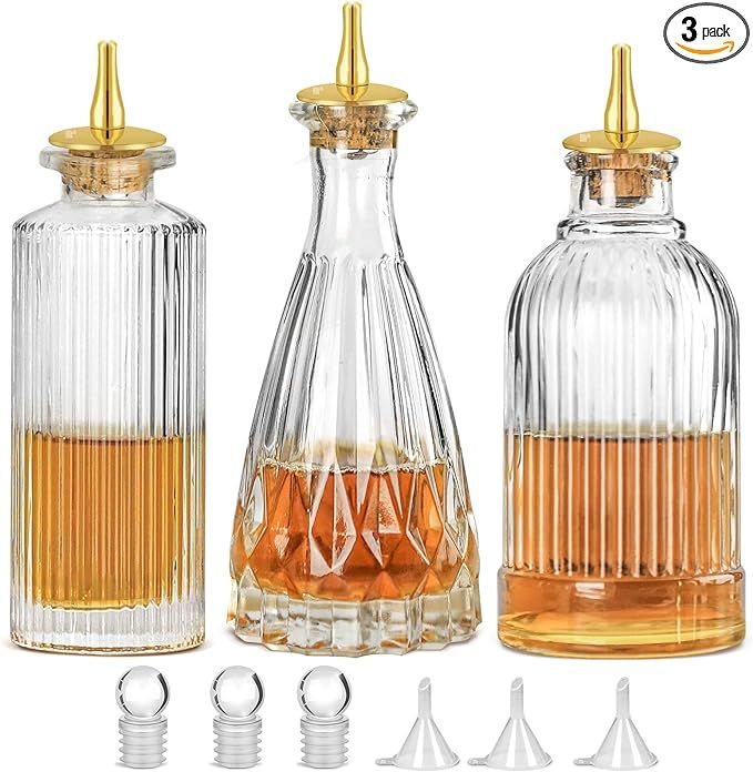 Amazon.com: Bitters Bottle - Set of 3 Glass Bitter Bottle with Dash Top, Great Bottle For Your Co... | Amazon (US)