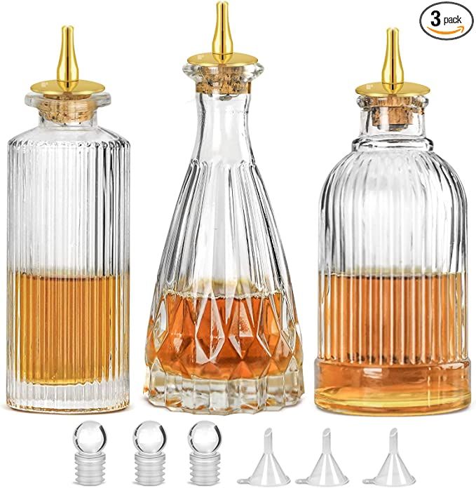 Amazon.com: Bitters Bottle - Set of 3 Glass Bitter Bottle with Dash Top, Great Bottle For Your Co... | Amazon (US)