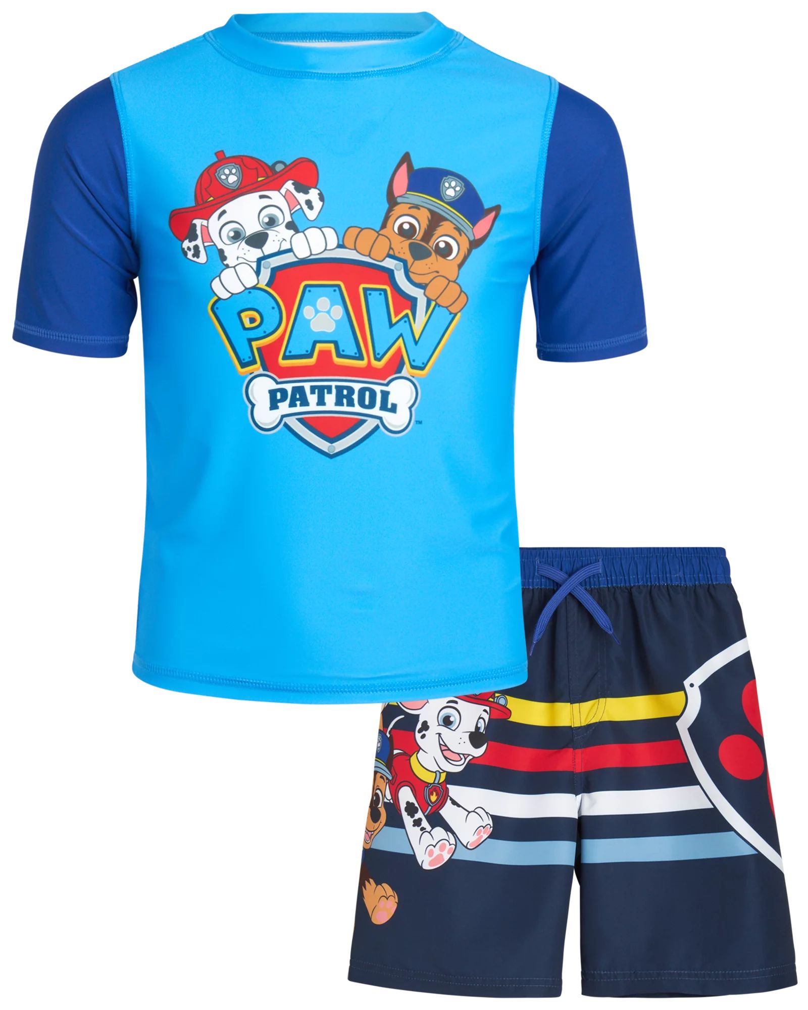 Nickelodeon Boys’ Paw Patrol Rash Guard Set – Chase, Marshall Swim Shirt and Trunks (2T-7) | Walmart (US)