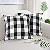 Set of 2 Black and White Buffalo Check Plaid Throw Pillow Covers Farmhouse Decorative Square Pill... | Amazon (US)