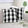 Set of 2 Black and White Buffalo Check Plaid Throw Pillow Covers Farmhouse Decorative Square Pill... | Amazon (US)