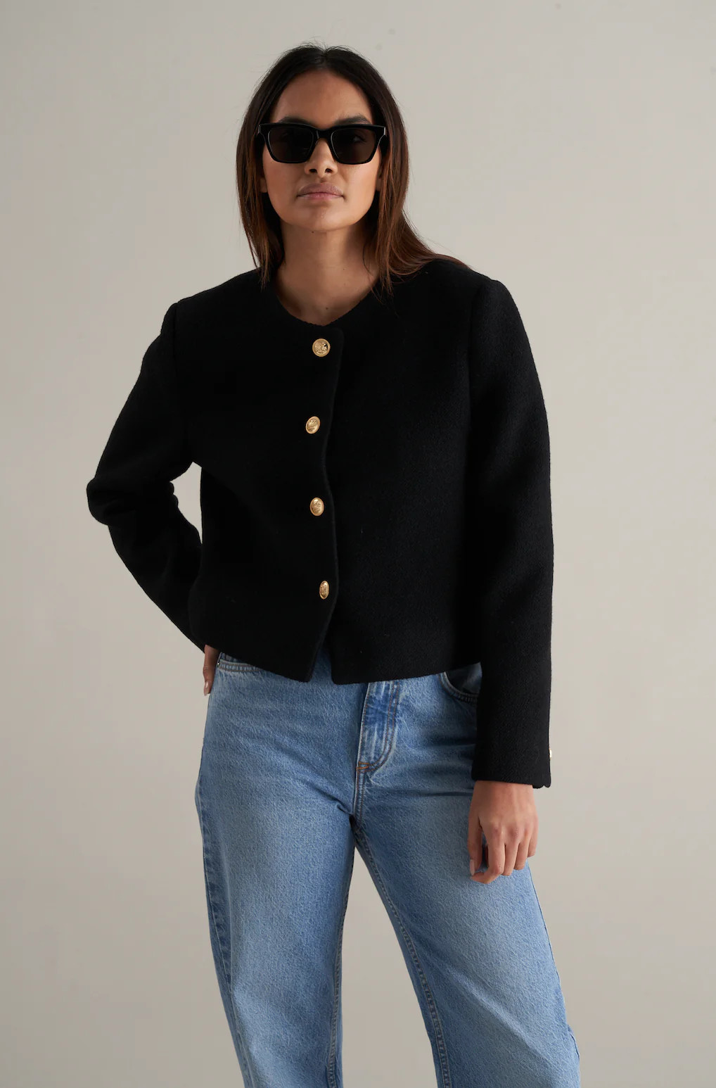 Ida Tweed Jacket Black | Marcela London
