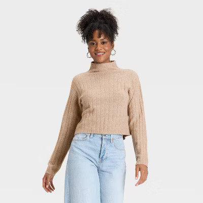 Women's Ribbed Mock Turtleneck Pullover Sweater - Universal Thread™ | Target