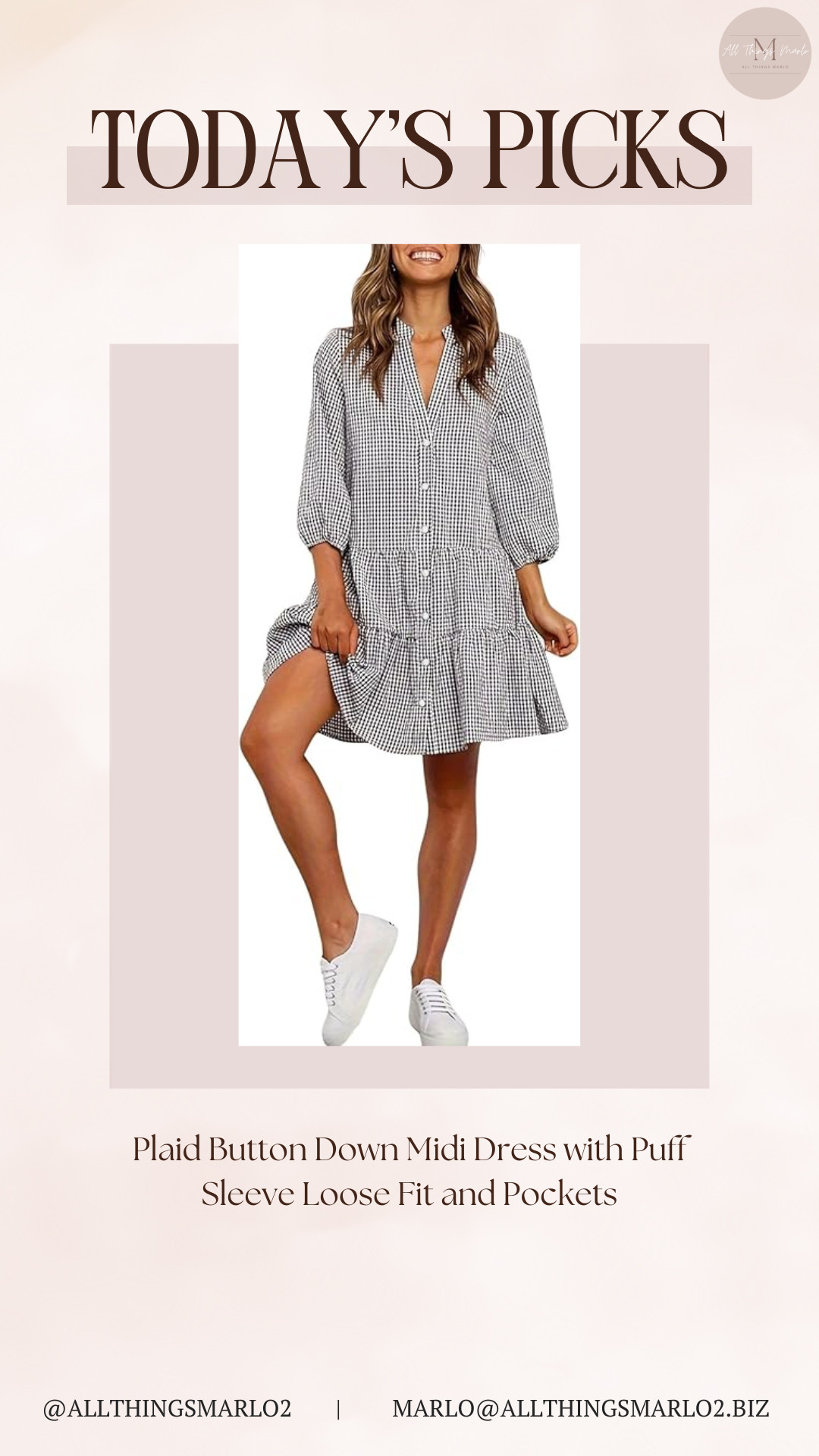 Plaid Button Down Midi Dress with Puff Sleeve Loose Fit and Pockets 

 #LTKSeasonal #LTKWorkwear #LTKTravel