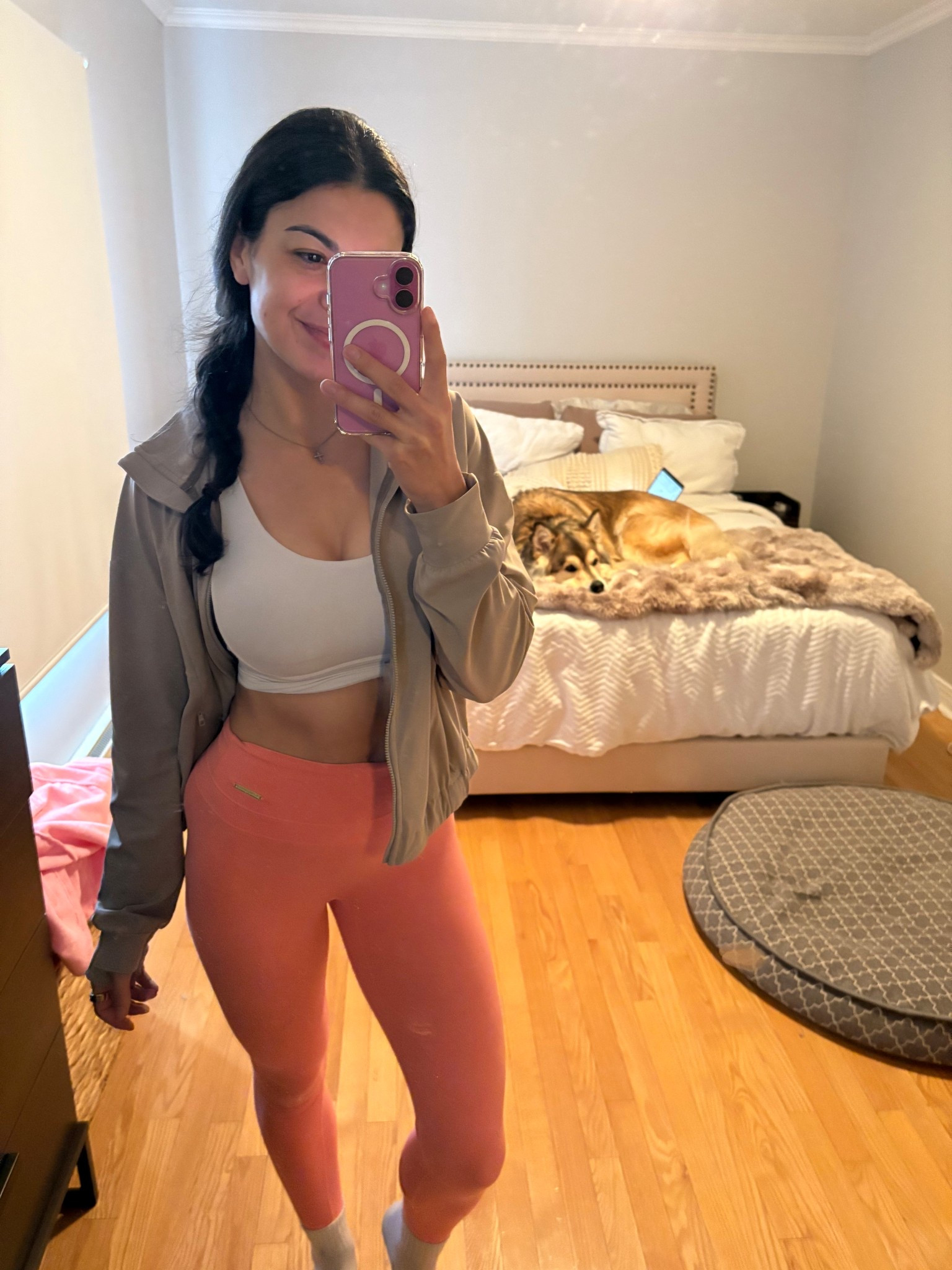 Friday 🩷🤍

A mix today for the outfit!
Gymshark leggings
Amazon sports bra 
SHEIN Glowmode jacket

Wore my hoka Clifton’s for a upper body day & cardio session after 

#LTKwinter #LTKfitness #LTKcanada