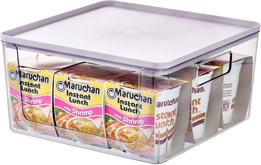 Rosanna Pansino x iDesign Recycled Plastic Open Front Kitchen Storage Bin with Lid, Clear Bin/Lav... | Amazon (US)