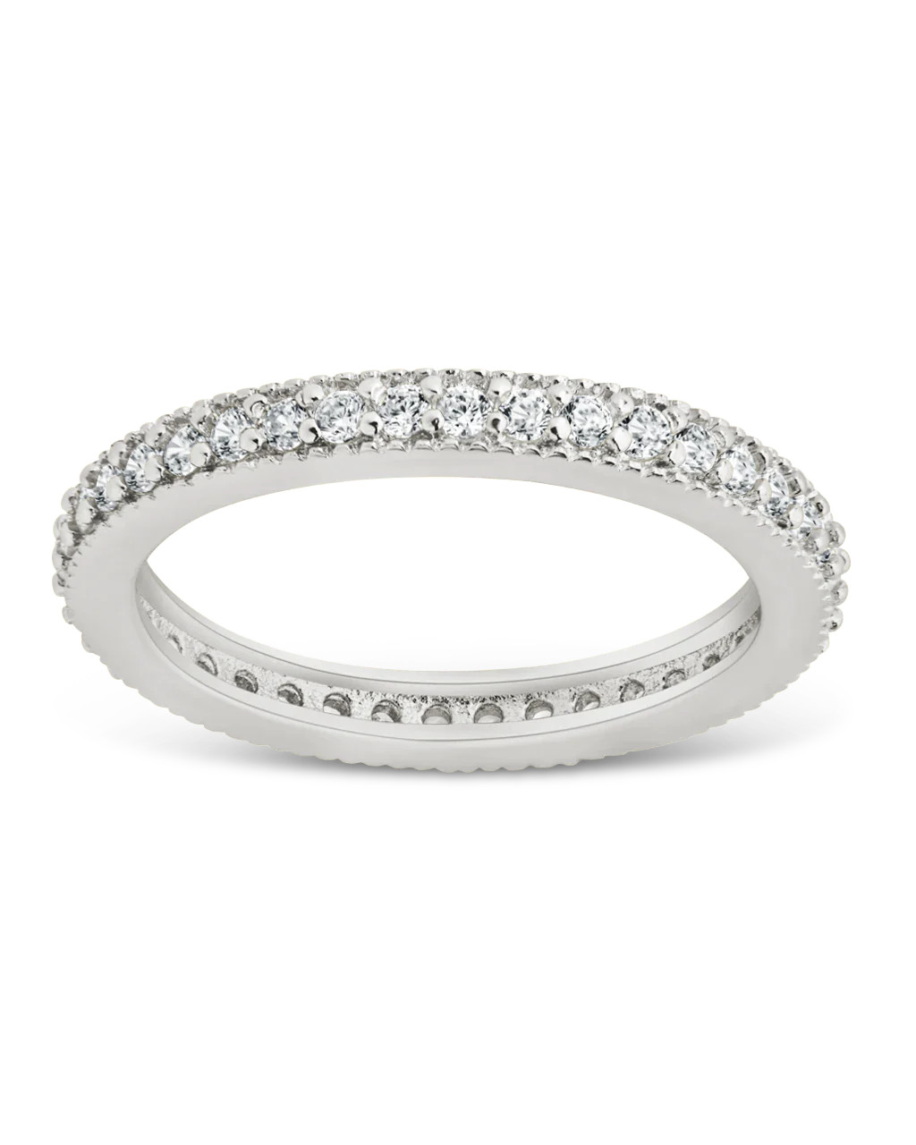 Sterling Silver Thin CZ Band Ring | Elegant Engagement Style | Sterling Forever