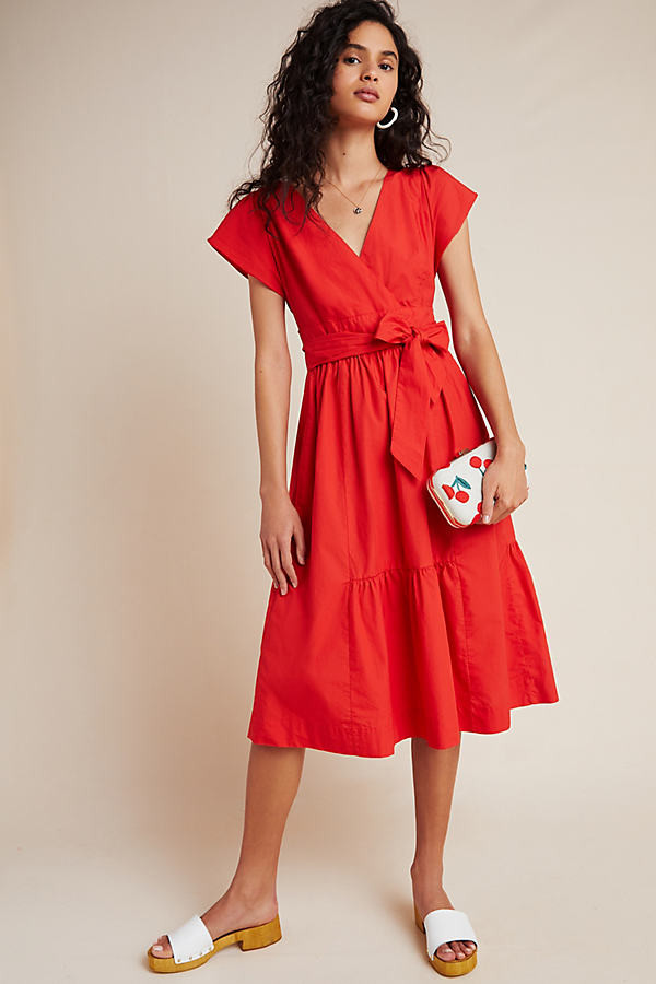 Mairead Midi Dress By Maeve in Orange Size 16 | Anthropologie (US)