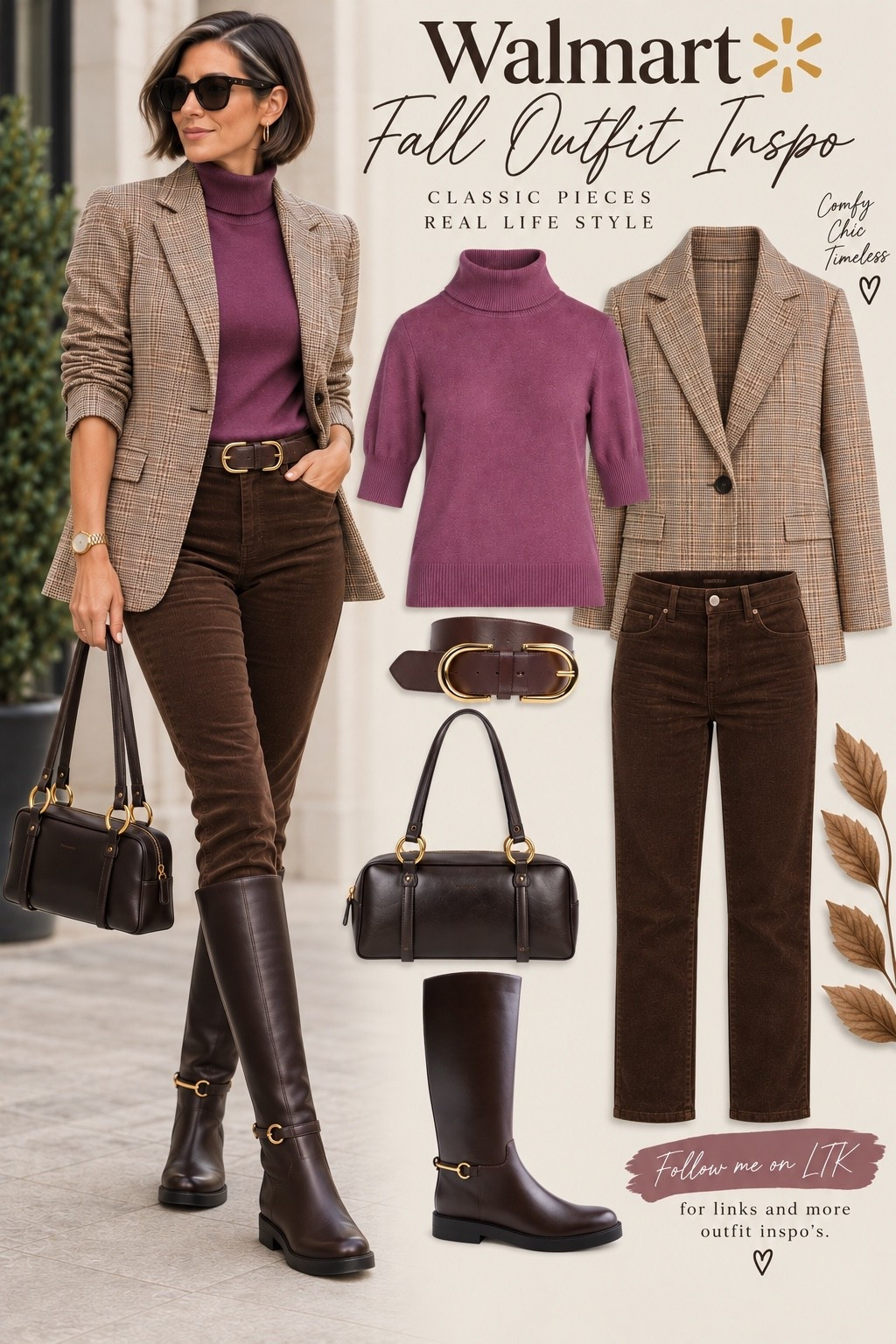 I’m usually the first one reaching for neutrals, but this mauvy plum is making a very good case for adding a little color to fall. Paired with chocolate brown corduroys, classic plaid and riding boots, it feels fresh without losing that timeless, pulled-together look I love.

Sometimes all those fall neutrals need is one really good color to wake them up. #WalmartFashion #WalmartFinds #FallOutfitInspo #FallStyle #Over40Style #Over50Style #ClassicStyle #TimelessStyle #LTKStyle

#LTKootd #LTKOver40 #LTKMidsize