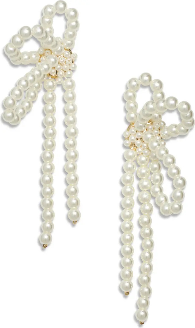 Nordstrom Imiation Pearl Draped Bow Drop Earrings | Nordstrom | Nordstrom