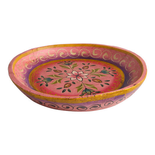 CRAFT Pink Hand Painted Reclaimed Wood Parat Bowl by World Market | World Market
