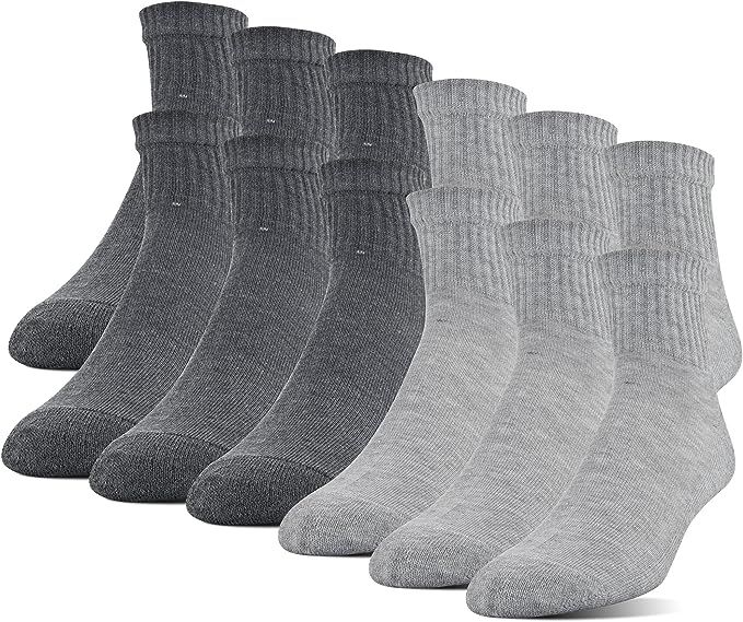 Gildan Men's Polyester Half Cushion Ankle Socks, 12-Pack | Amazon (US)