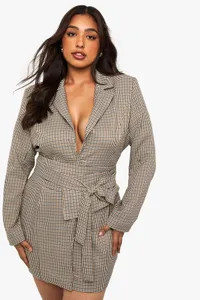 Plus Obi Check Blazer Dress | boohoo (US & Canada)