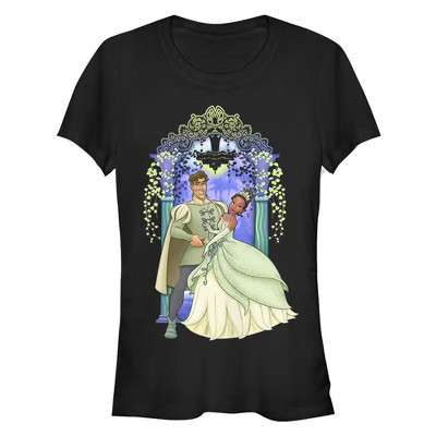 Juniors Womens The Princess and the Frog Wedding Pose  T-Shirt - Black - Medium | Target