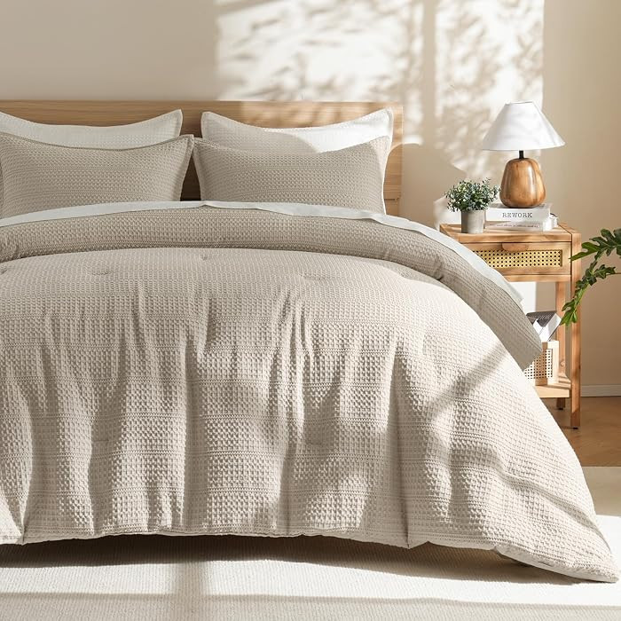 PHF Soft Waffle Comforter Set King Size- Comfy Breathable Waffle Weave Comforter with 2 Pillow Sh... | Amazon (US)