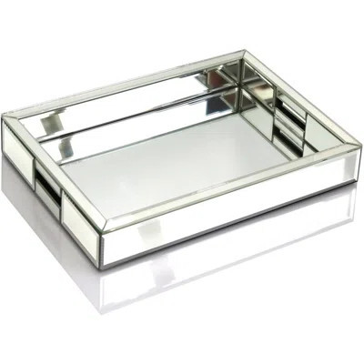 Rectangle Silver Mirror Decorative Tray Size 11â Length x 14â Width x 2â Height, Mirrored Vanity Organizer with Hand, Markup Perfume Jewelry Tra | Wayfair North America