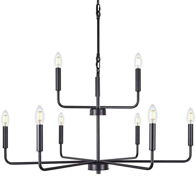 TOCHIC Black Chandelier 2 Tier 36", Modern Farmhouse Chandeliers for High Ceilings, Rustic Chande... | Amazon (US)