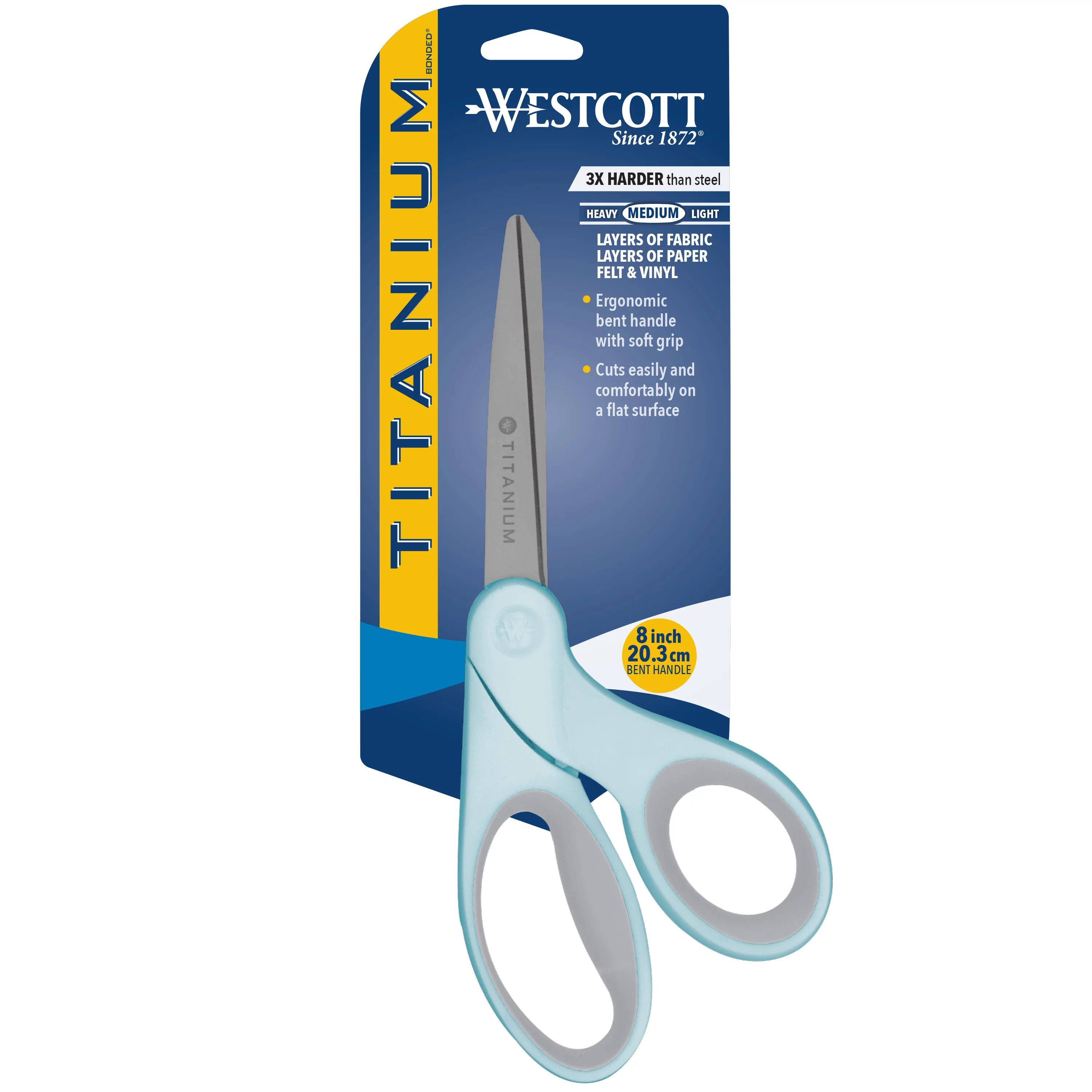 Westcott Titanium Bonded Scissors, 8", Bent, for Sewing, 1-Count - Walmart.com | Walmart (US)