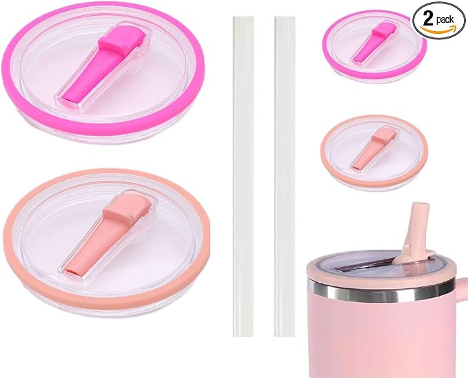 2 PCS 40 oz Replaceble Tumbler Flip Straw Lid for Stanley Cup With straw，Reusable Tumbler Cover... | Amazon (US)