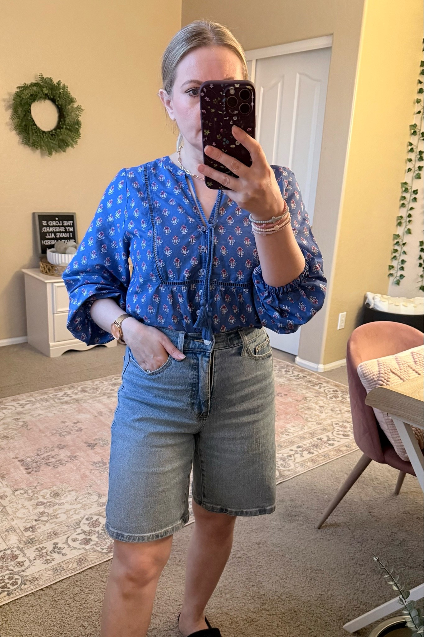 One of my favorite outfit is this cotton flowy blouse from Target paired with Bermuda denim shorts from Walmart. It’s cute, comfortable, and even perfect for the Fourth of July. 



4th of July outfit, summer outfit

#LTKPetite #LTKOver40 #LTKSeasonal