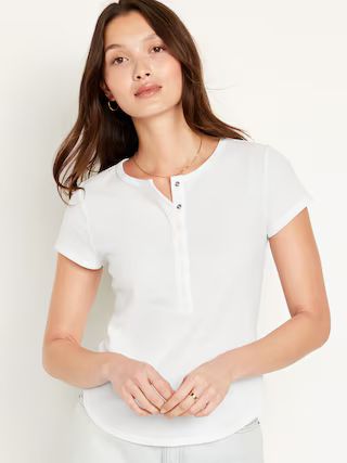 Short-Sleeve Waffle-Knit Henley Top | Old Navy (US)