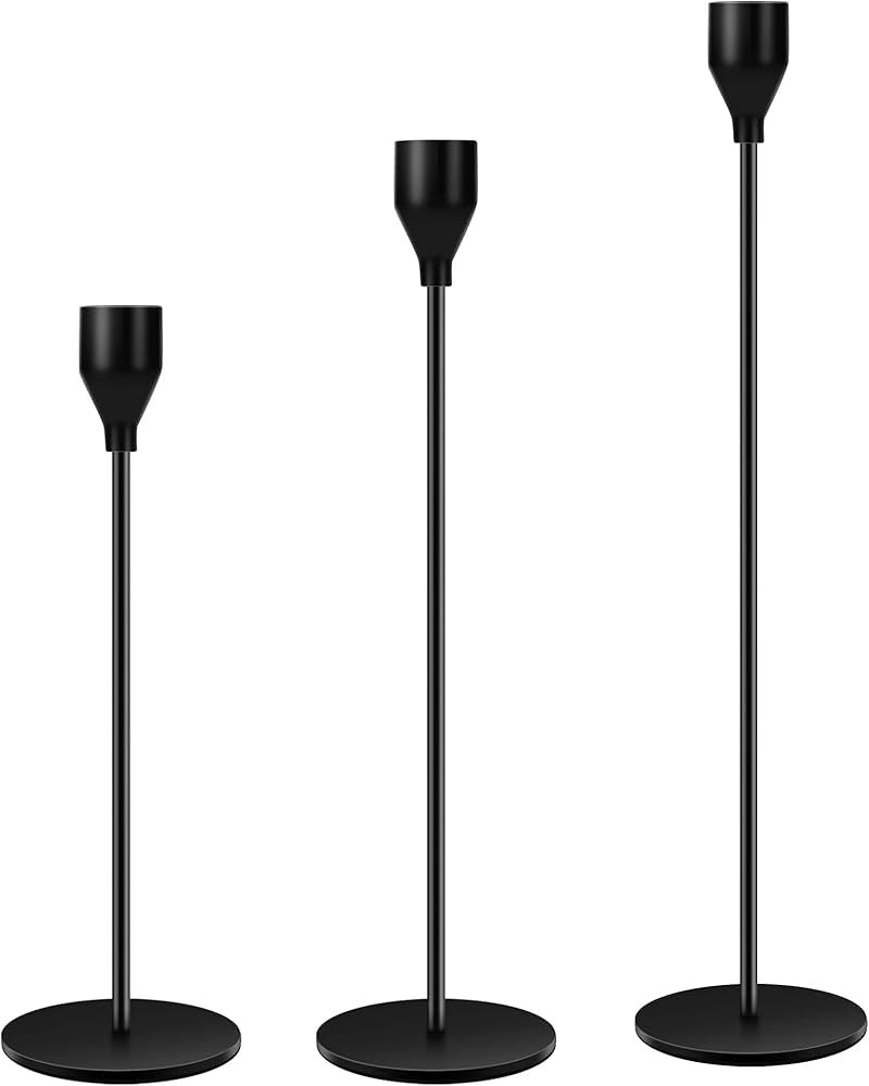 Hude Black Candle Holder Set of 3, Taper Candle Holders Candlesticks, Candlestick Holders Matte, ... | Amazon (US)