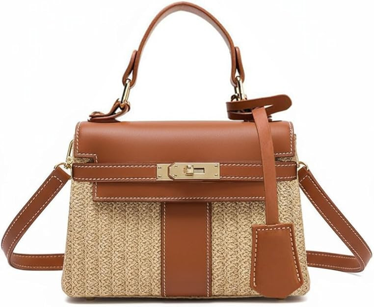 Straw Woven Women's Purse Vacation Box Handbag, Beach Crossbody Bag,Fashion Summer Shoulder Beach... | Amazon (US)