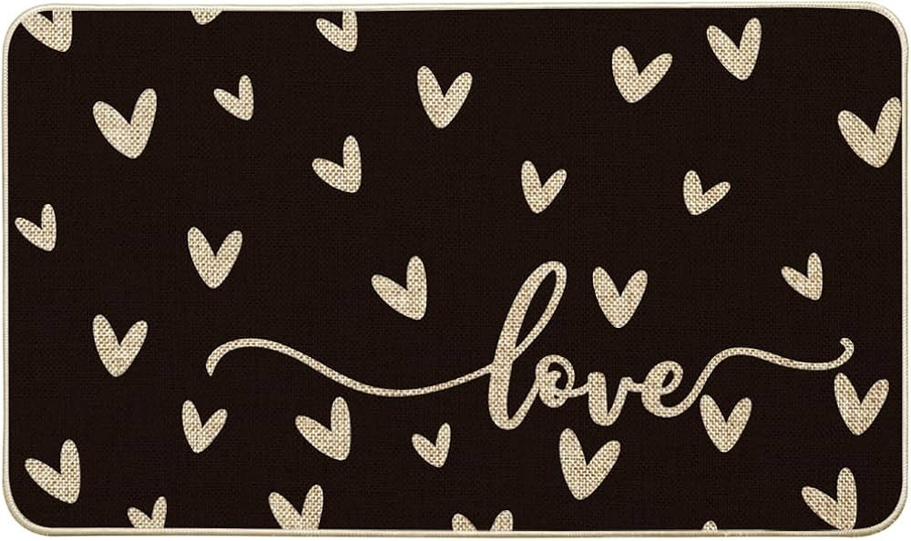 Artoid Mode Black Love Valentine's Day Doormat, Anniversary Wedding Home Decor Low-Profile Rug Sw... | Amazon (US)