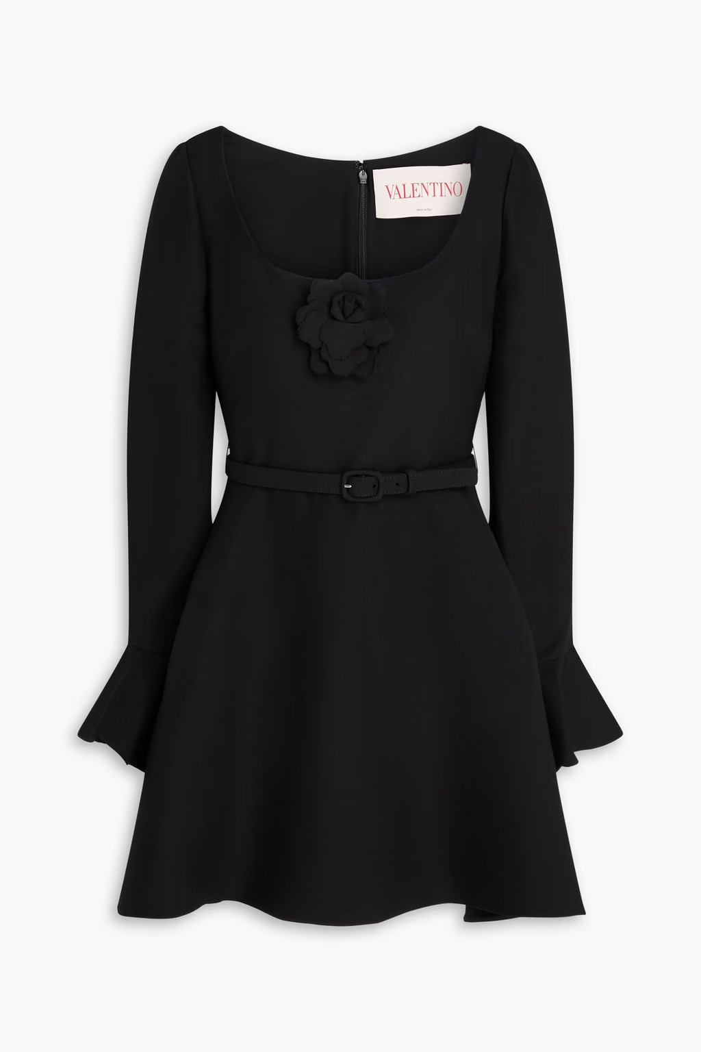 Floral-appliquéd wool and silk-blend crepe mini dress | The Outnet (UK and Europe)