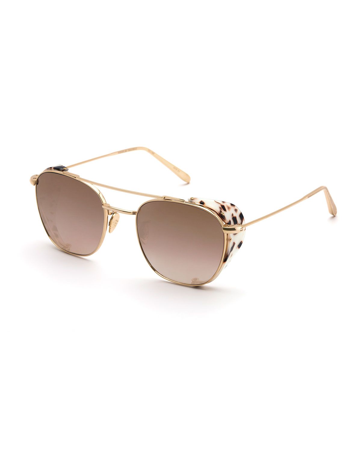 Earhart Blinker Mirrored Aviator Sunglasses w/ Side Blinders | Neiman Marcus